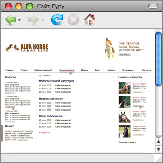 Создание сайта компании «Альфа Хорс»